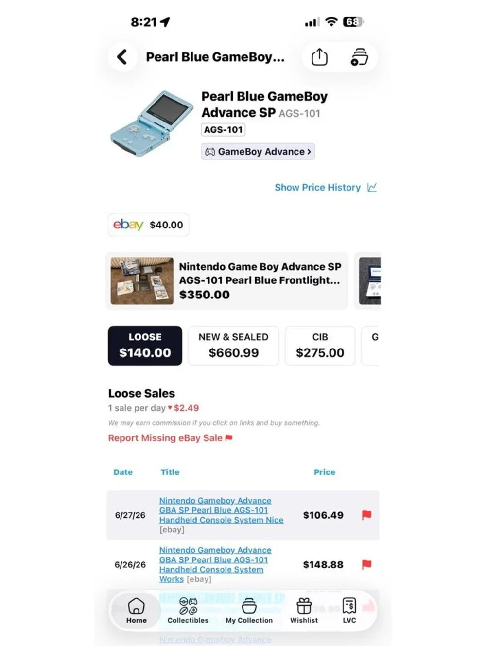 Gameboy Advance SP ASG-101 (Pearl Blue)